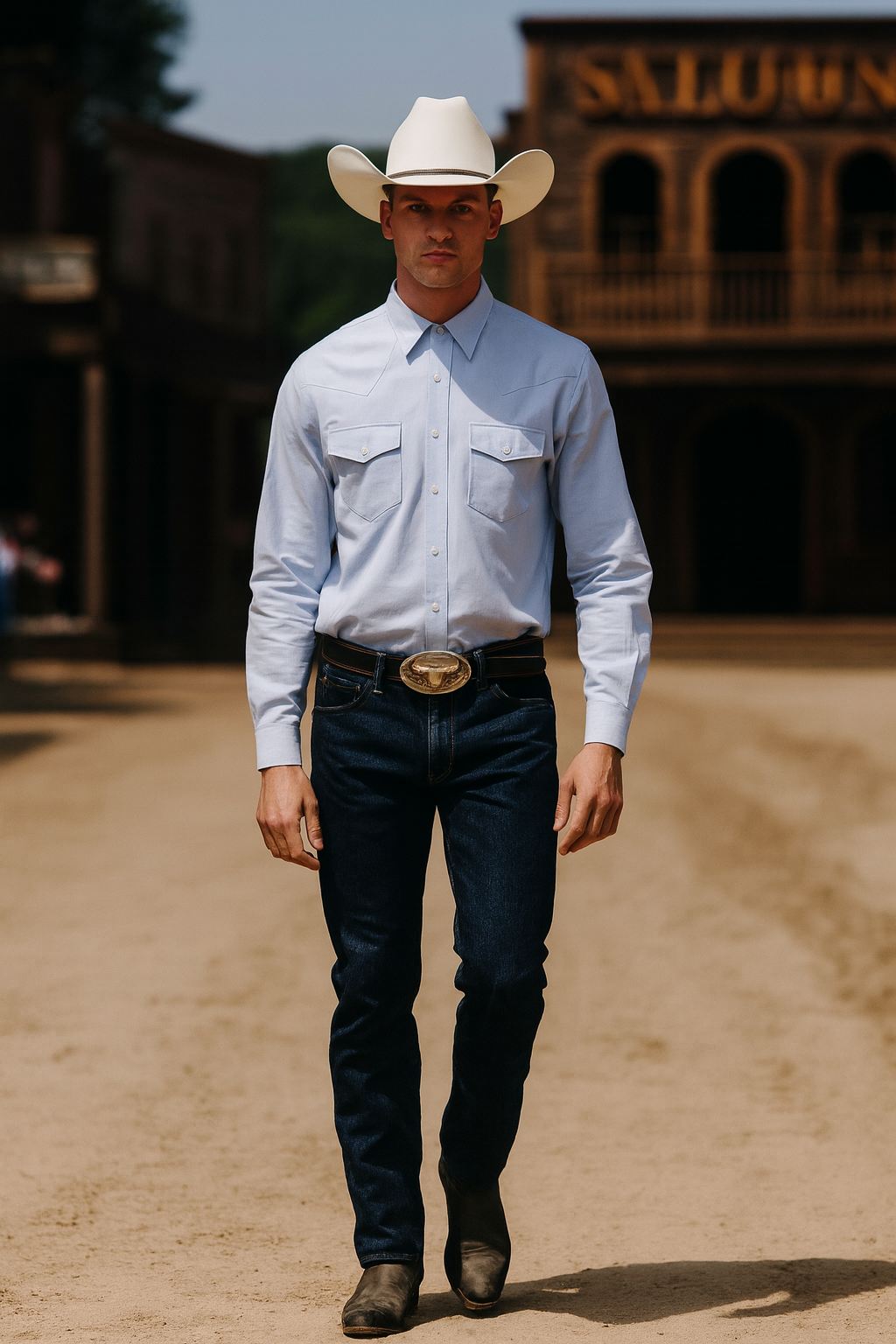 Not My First Western Shirt - Light Blue
